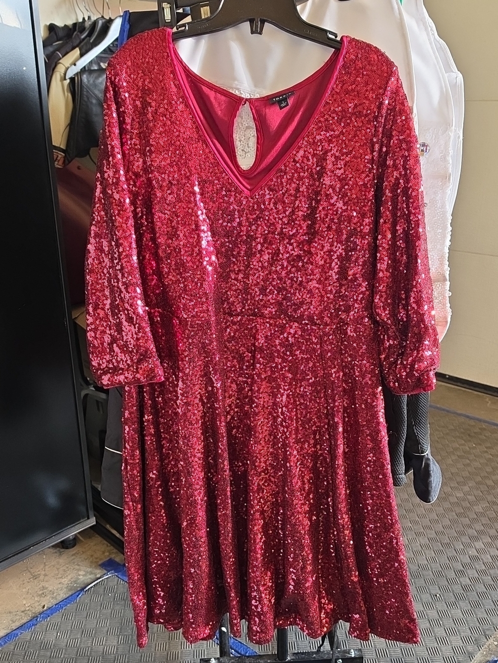 Torrid Red Sequin V-Neck Midi Dress